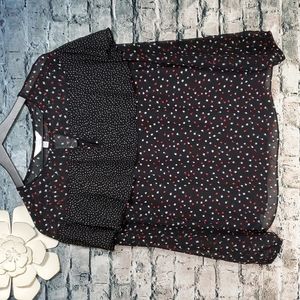 LC Lauren Conrad  | Gypsy Gothic Lolita Boho Black Sparkly Floral Sheer Blouse